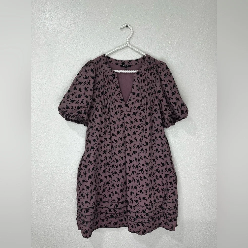 Madewell Tillie Puff-Sleeve Mini Dress in Shadow Blooms Size M-L - Picture 4 of 12